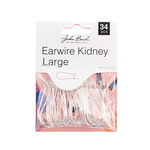 Must Have Findings - Earwire Kidney Large (apx 33x15mm) Silver 34pcs image