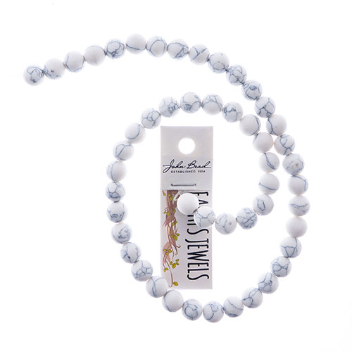 Earth's Jewels Round Matte White Howlite Natural 8mm 16in Strand image