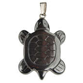 Hematite Turtle 30mm Pendant With Silver Bail image