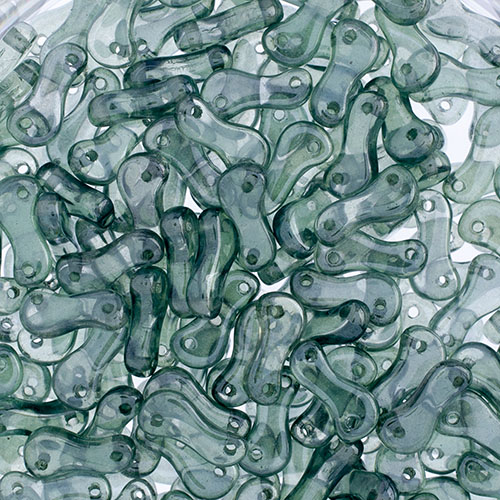 Czech Link Bead Apx 40pcs Crystal/ Dark Green Luster Fullcoat image