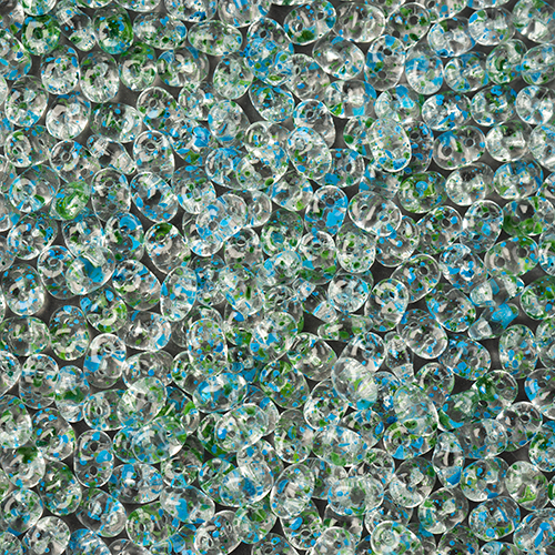 Matubo Czech Superduo 2-Hole apx 22g vial Crystal/ Confetti Splash Blue Green image