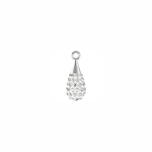 Swarovski Pendant 67 563 Pave Drop 14x5.5mm Rhodium Bail Crystal/White 2pcs image