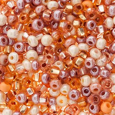 Czech Seed Beads apx 24g Vial 6/0 Salmon Mousse Mix image