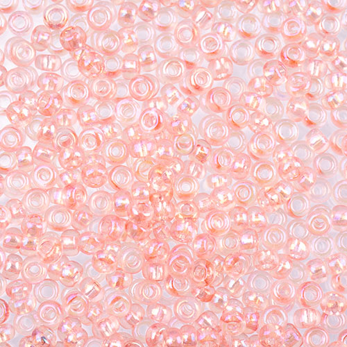 Czech Seed Beads apx 24g Vial 8/0 Transparent Light Pink Rainbow image