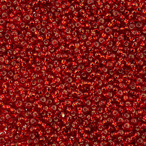 Czech Seed Beads apx 24g Vial 11/0 Transparent Medium Red S/L image