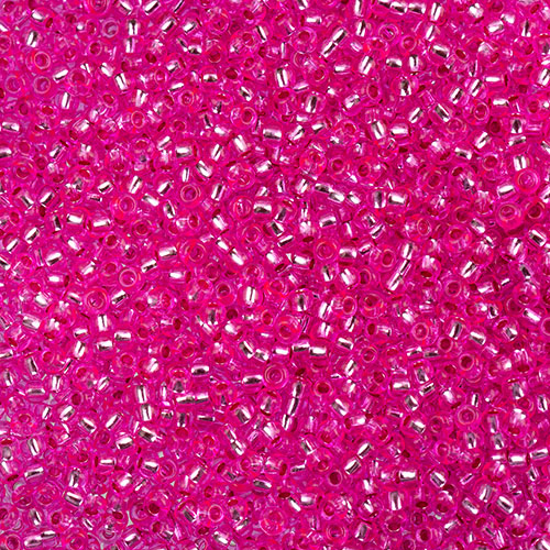 Czech Seed Beads apx 24g Vial 11/0 Transparent Fuchsia S/L Dyed image