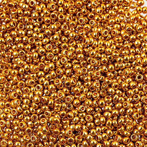 Czech Seed Beads apx 24g Vial 11/0 Opaque Gold Metallic image