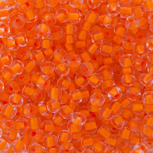 Czech Seed Beads apx 22g Vial 2/0 Crystal C/L Neon Orange image