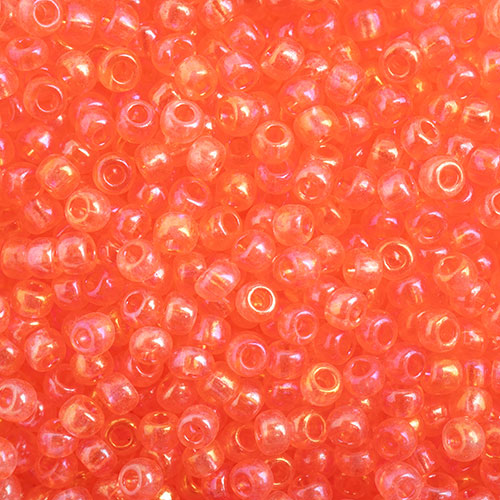 Czech Seed Bead apx 22g Vial 10/0 Transparent Salmon Pink Rainbow AB image