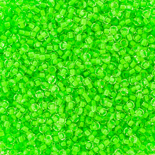 Czech Seed Bead apx 22g Vial 10/0 Crystal C/L Neon Green image