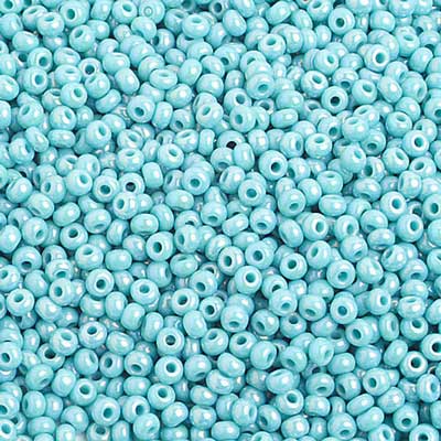 Czech Seed Bead 10/0 Opaque Turquoise AB Strung image