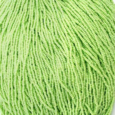Czech Seed Bead 11/0 Opaque Pale Green Luster Strung image