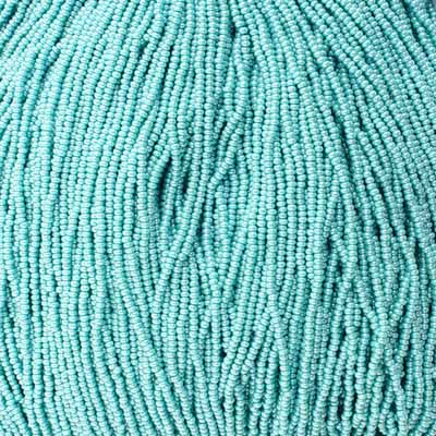 Czech Seed Bead 11/0 Opaque Turquoise luster Strung image