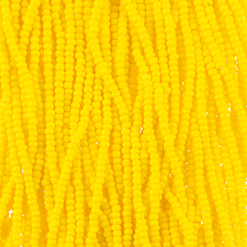 Czech Seed Beads 11/0 Cut Opaque Lemon Yellow Strung image
