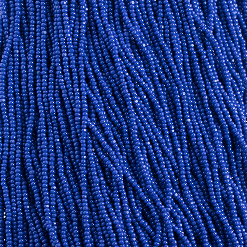 Czech Seed Bead 11/0 Cut Opaque Royal Blue Strung image
