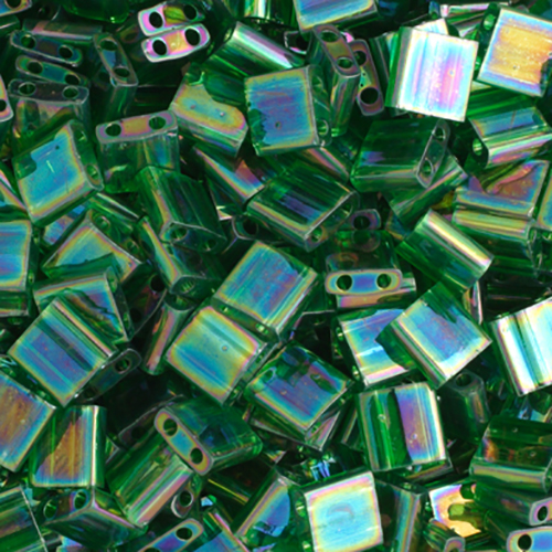Miyuki TILA Bead 5x5mm 2 Hole Light Emerald Transparent AB image