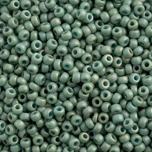 Miyuki Seed Bead 8/0 apx 22g Frosted Glazed/ Rainbow Green Mint Matte AB image