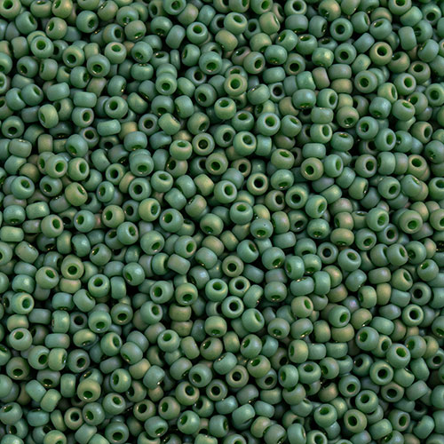 Miyuki Seed Bead 11/0 Frosted Glazed/Rainbow Green Pine Matte AB image