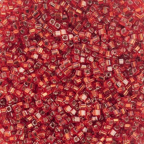 Miyuki Square/Cube Beads 1.8mm apx 20g Flame Red Silverlined image