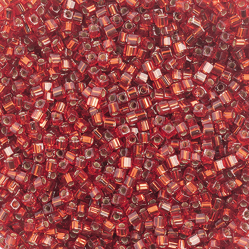 Miyuki Square/Cube Beads 1.8mm apx 20g Ruby Silverlined image