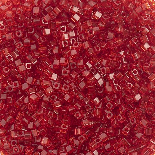 Miyuki Square/Cube Beads 1.8mm Red Orange Transparent image