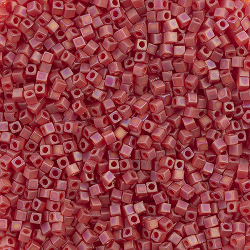 Miyuki Square/Cube Beads 1.8mm Red Orange Transparent AB Matte image