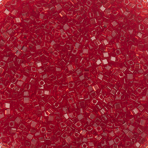 Miyuki Square/Cube Beads 1.8mm Ruby Transparent image