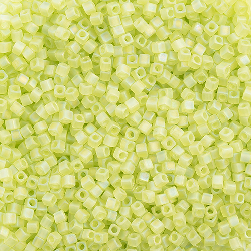 Miyuki Square/Cube Beads 1.8mm apx 20g Chartreuse Transparent AB Matte image