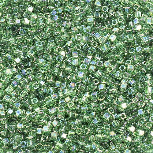 Miyuki Square/Cube Beads 1.8mm Green Transparent AB image