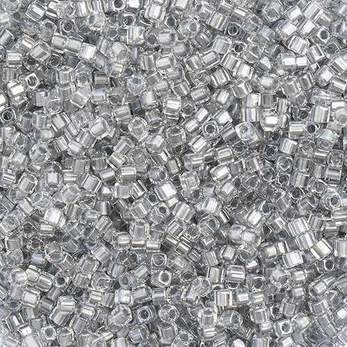 Miyuki Square/Cube Beads 1.8mm apx 20g Sparkle Crystal Pewterlined image