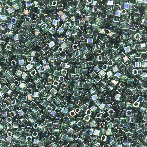Miyuki Square/Cube Beads 1.8mm apx 20g Dark Green Transparent AB image