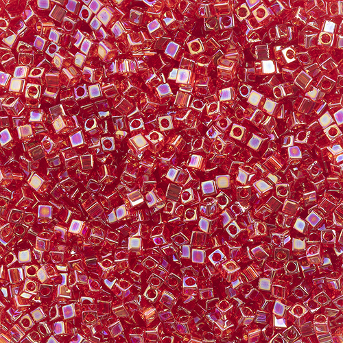 Miyuki Square/Cube Beads 1.8mm Ruby Transparent AB image