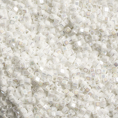 Miyuki Square/Cube Beads 1.8mm apx 20g Chalk White AB image