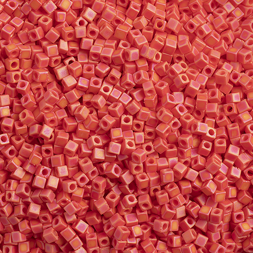 Miyuki Square/Cube Beads 1.8mm Red Vermillion Opaque AB Matte image