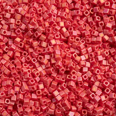 Miyuki Square/Cube Beads 1.8mm apx 20g Red Opaque AB Matte image