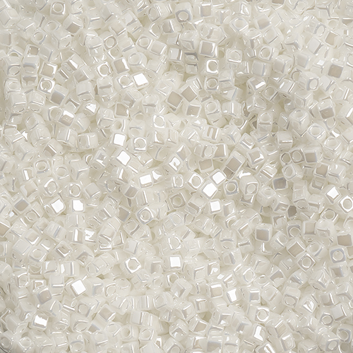 Miyuki Square/Cube Beads 1.8mm apx 20g White Pearl Opaque Luster image