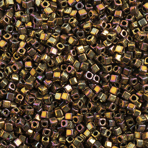 Miyuki Square/Cube Beads 1.8mm Light Bronze Iris/AB Metallic image