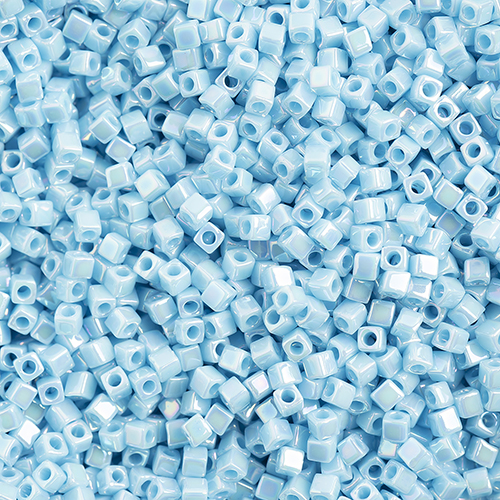 Miyuki Square/Cube Beads 1.8mm apx 20g Light Blue Opaque AB image