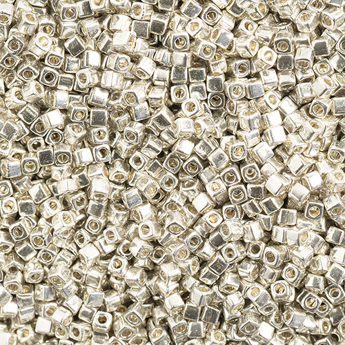 Miyuki Square/Cube Beads 1.8mm Silver Galvanized image