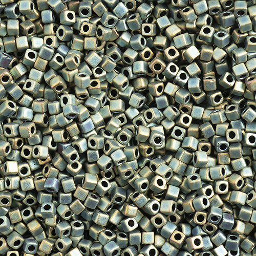 Miyuki Square/Cube Beads 1.8mm Green AB Matte Metallic image