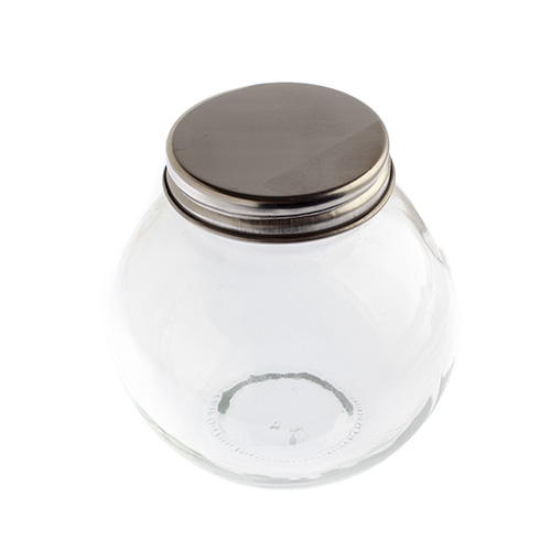 Home Decor - Pot Belly Jar w/Metal Lid 3x2.25x3.25in image