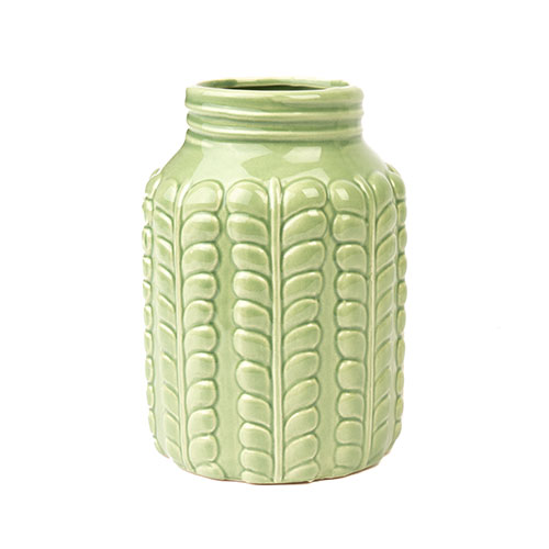 Home Decor - Ceramic Vase 3.75x5.5in w/Leaf Design image