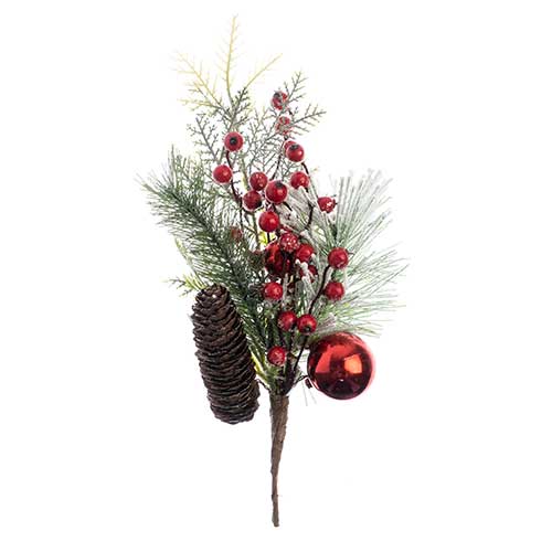 Christmas - Pick Spruce & Pine w/Glitter & Red Balls 14in image