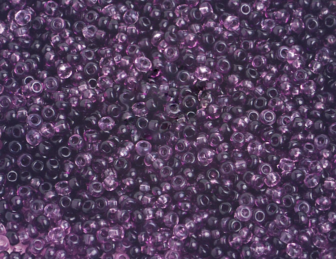 Czech Seed Bead 10/0 Transparent Light & Dark Amethyst Mix Strung image