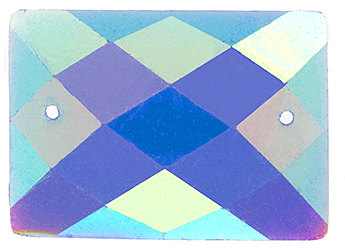 Glitter Sew-on Stone 10pcs Rectangle 18x27mm Blue AB