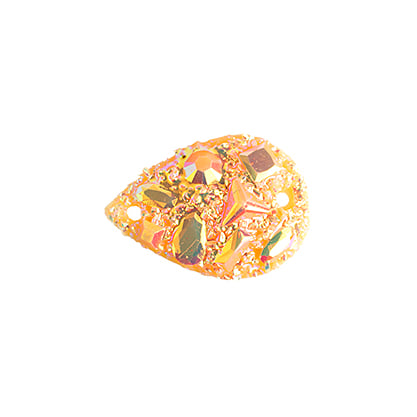 Resin Sew-On Moon Rock 10pcs 18x25mm Drop Gold AB | 10609095